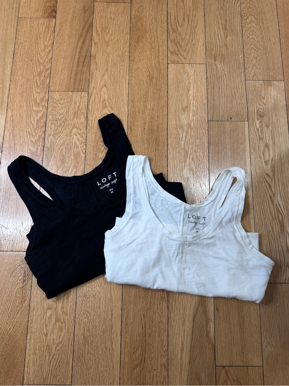 2 LOFT Vintage Soft Tank Top Black and White Medium